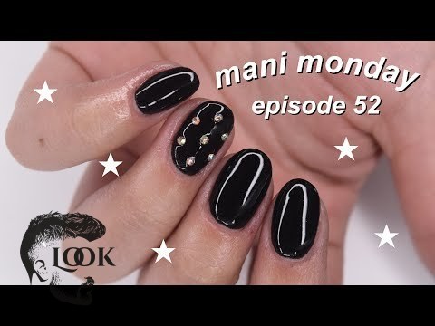 MANI MONDAY | black dip nails with rhinestones - YouTube
