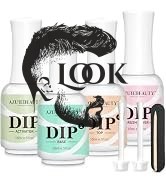 AzureBeauty 5 Pcs Dip Powder Liquid Set with Base Coat, Top Coat, Bond, Activator, Brush Saver for Dip Nail Kit