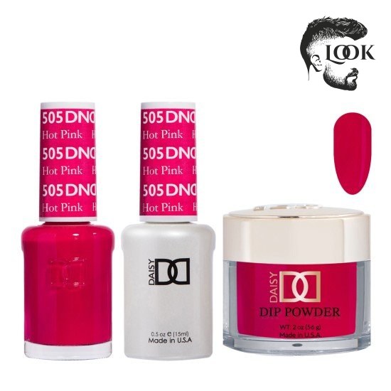 DND Dip Gel Polish Set 505 Hot Pink, 3pc Bundle Trio