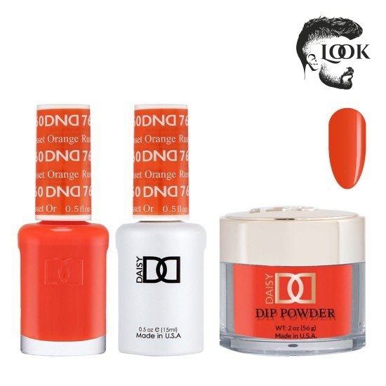 DND Dip Gel Polish Set 760 Russet Orange, 3pc Bundle Trio