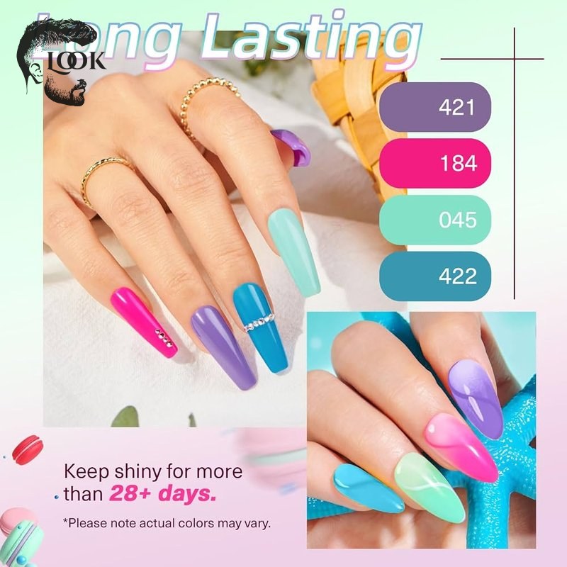Amazon.com: AzureBeauty Dip Powder Nail Kit, Bright Pastel Multicolor Shades | 4 spring summer pastel shades: green pink purple, base top & activator included, for French manicure DIY & Easter gift :