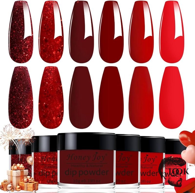 Amazon.com: Dip Powder Set, Honey Joy 6 Colors Classic Red Collection Glitter Dipping Powder Set Nail Art Manicure DIY Salon Home Gifts for Women, No Need Nail Lamp Cured, DP-T : Beauty
