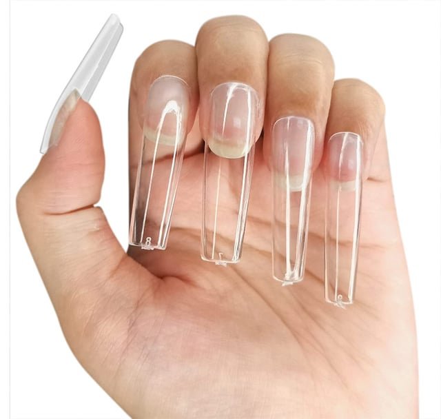Application of nail tips on just the tip versus the whole nail